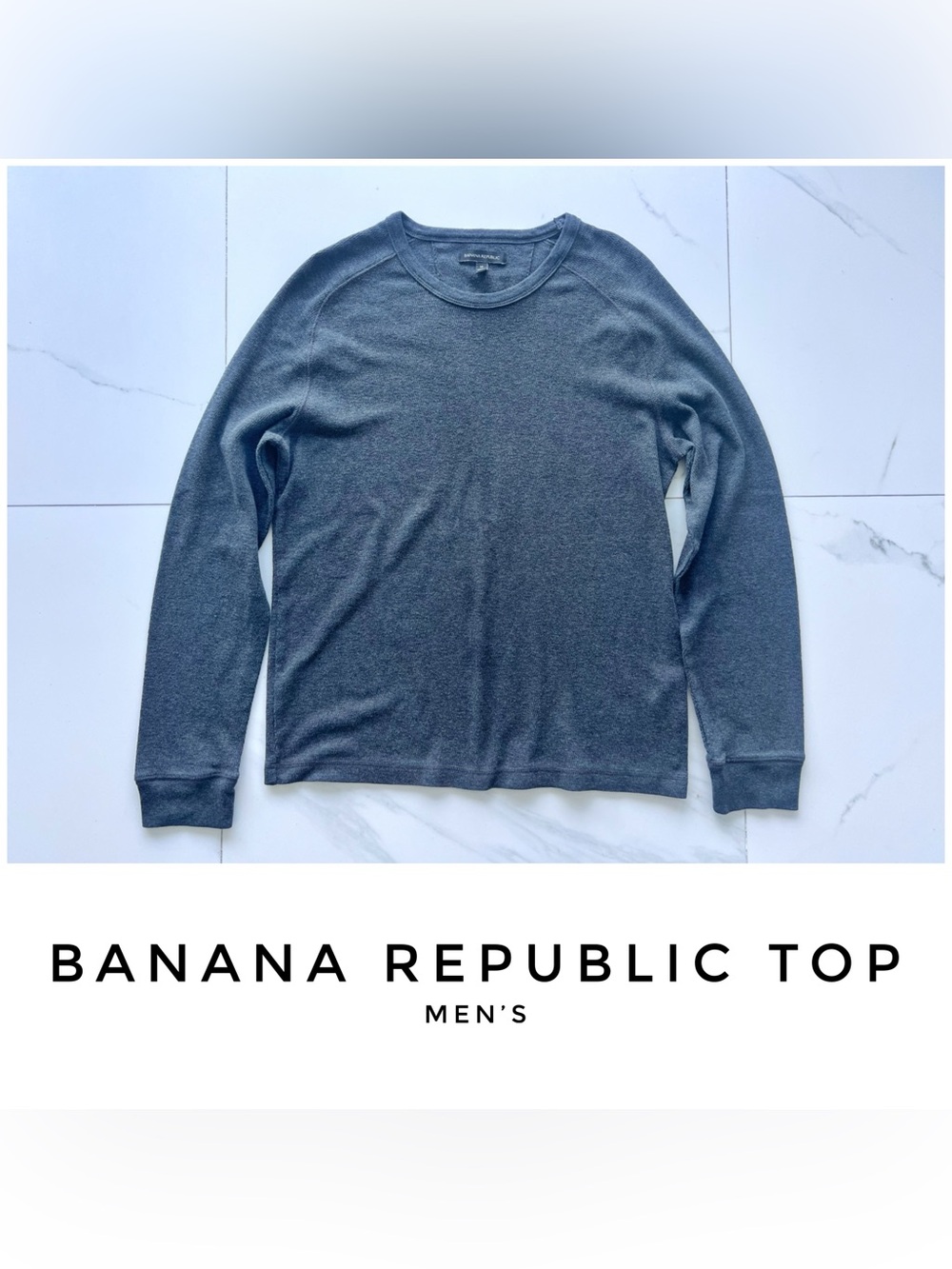 Banana Republic mens top size Medium grey waffle thermal
